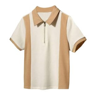 Men’s Contrast Panel Polo T-Shirt with Zipper