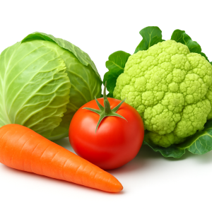 Fresh Farm Vegetable Combo – Carrot, Cabbage, Tomato & Green Cauliflower