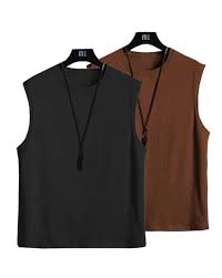 Men’s Sleeveless T-Shirt Combo – Black & Brown (Pack of 2)